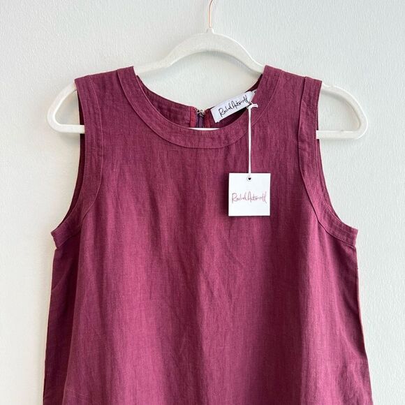 Rachel Antonoff Dress Linen Cotton Blend Midi Sleeveless Pockets Size Small NWT - Picture 2 of 13